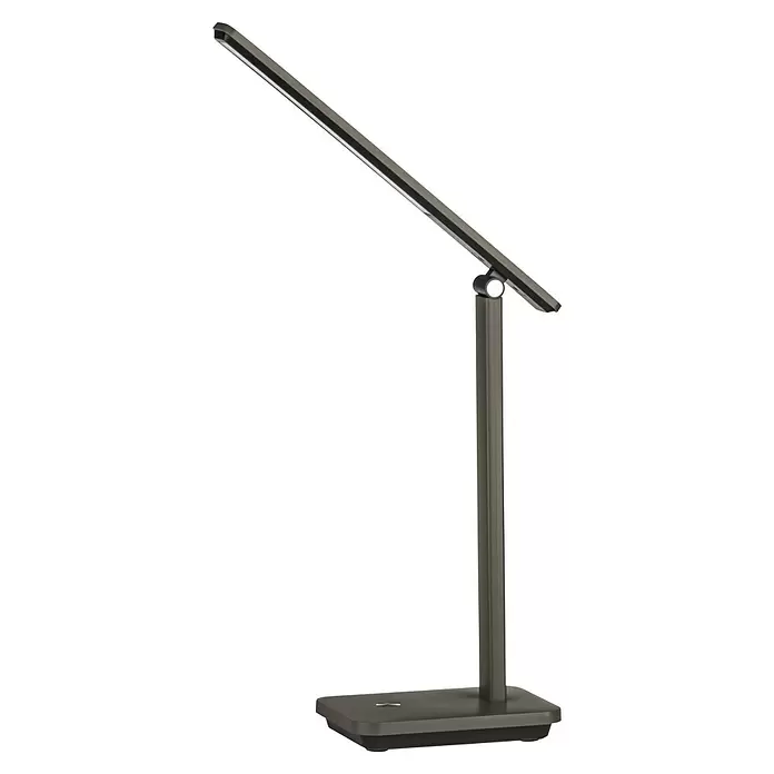 Eglo LED-Tischleuchte Iniesta - 3,6 W, L x B x H: 33 x 3,5 x 35 cm, Cappuccino, Warmweiß - Dunkelgraue Metall-LED-Schreibtischlampe mit schlankem, verstellbarem Arm und flachem Sockel.
