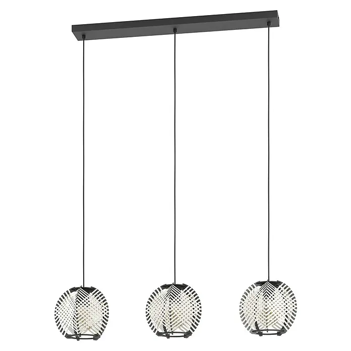 Eglo LED-Pendelleuchte Waverton - E27, Leistung je Leuchtmittel: 40 W, Anzahl Leuchtmittel: 3 Stk. - Schicke Pendelleuchte mit drei kugelförmigen Lampenschirmen, die ein modernes und stilvolles Ambiente schafft. Perfekt für Esszimmer oder Wohnbereich.