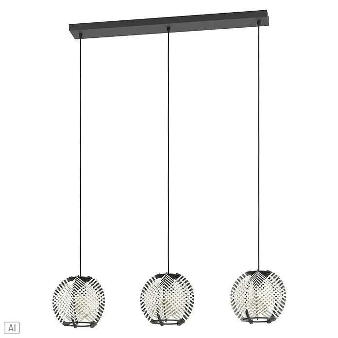 Eglo LED-Pendelleuchte Waverton - E27, Leistung je Leuchtmittel: 40 W, Anzahl Leuchtmittel: 3 Stk. - Schicke Pendelleuchte mit drei kugelförmigen Lampenschirmen, die ein modernes und stilvolles Ambiente schafft. Perfekt für Esszimmer oder Wohnbereich.