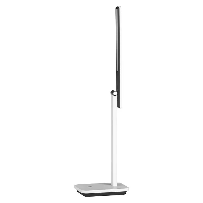 Eglo LED-Tischleuchte Iniesta - 3,6 W, L x B x H: 33 x 3,5 x 35 cm, Weiß, Warmweiß - Weiße und schwarze moderne LED-Schreibtischlampe mit rechteckiger Lichtleiste und quadratischem Fuß.
