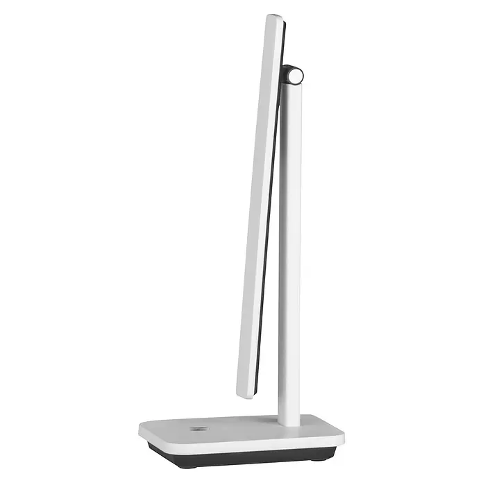 Eglo LED-Tischleuchte Iniesta - 3,6 W, L x B x H: 33 x 3,5 x 35 cm, Weiß, Warmweiß - Moderne weiß-schwarze Schreibtischlampe mit verstellbarem, schlankem rechteckigem Lichtpanel und stabilem Fuß.