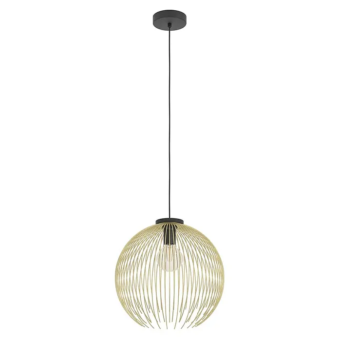 Eglo Venezuela Pendelleuchte rund - 40 W, Ø x H: 40 x 110 cm, Gold, Schwarz/Gold, E27 - Elegante Pendelleuchte mit goldenem Drahtgeflecht. Das Design ist modern und verleiht jedem Raum einen Hauch von Stil.