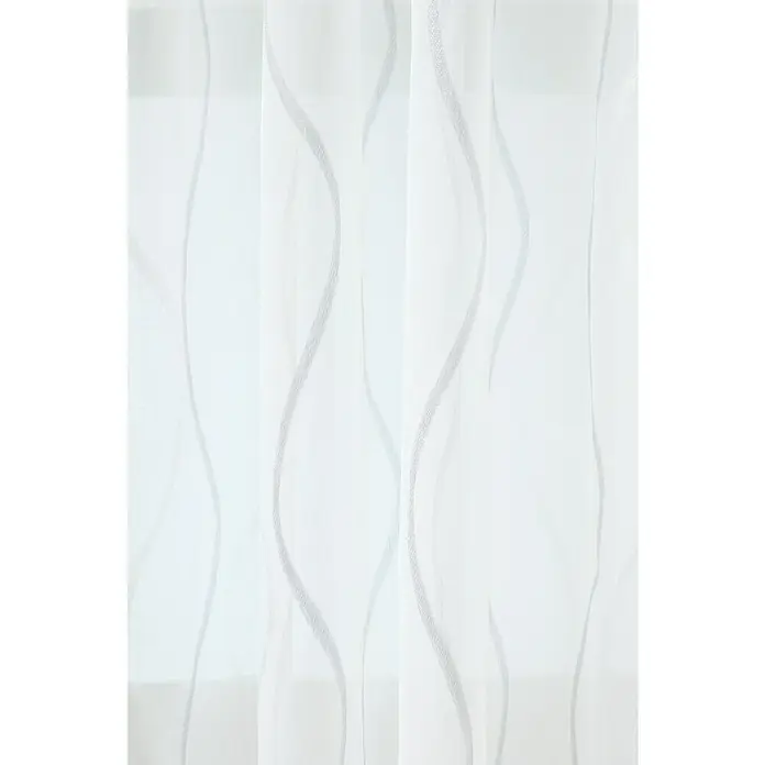 Visillo para ventana Selena - An x Al: 140 x 260 cm, 100% poliéster, Gris/Blanco - Cortina blanca delicada con un patrón ondulado, perfecta para crear un ambiente elegante y aireado en cualquier habitación. Ideal para luz suave.
