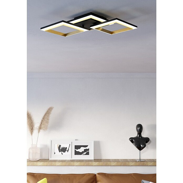 Eglo Calliera Plafón LED (20 W, L x An x Al: 59,5 x 31 x 9 cm, Negro, Blanco neutro) | BAUHAUS