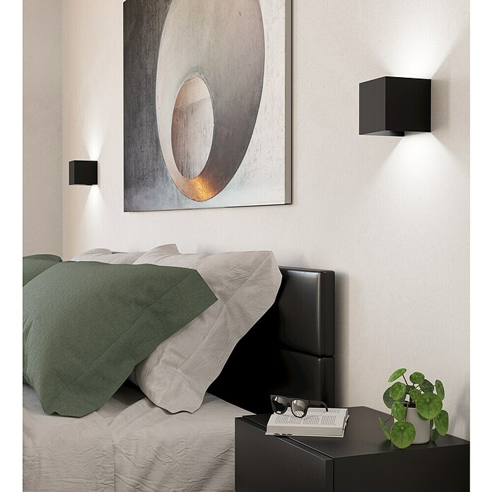 Eglo Aplique de pared LED Valmontone (1,5 W, L x An x Al: 10 x 10 x 10 cm, Negro, Blanco cálido) | BAUHAUS
