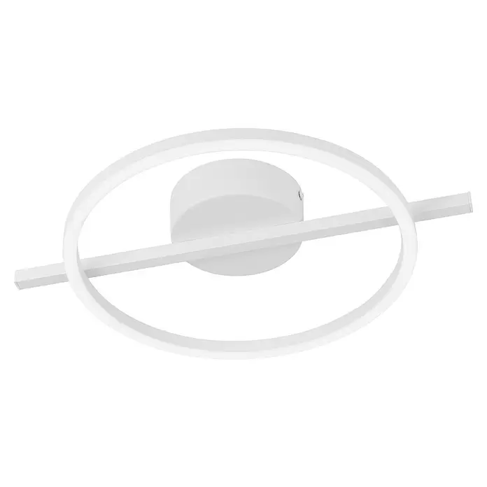 Eglo LED-Deckenleuchte Amandolo - 17 W, L x B x H: 40 x 30 x 6,5 cm, Weiß, Neutralweiß - Weiße, moderne LED-Decken-/Wandleuchte mit leuchtendem Kreis und Querbalken.