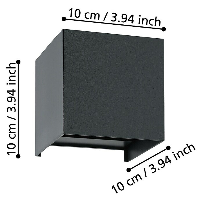 Eglo Aplique de pared LED Valmontone (1,5 W, L x An x Al: 10 x 10 x 10 cm, Negro, Blanco cálido) | BAUHAUS