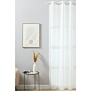 Visillo para ventana Delia Rayas (An x Al: 140 x 260 cm, 100% poliéster, Beige/Blanco)