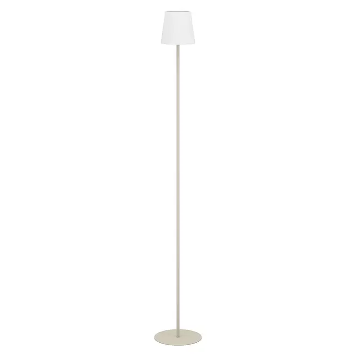 Eglo LED-Stehleuchte Fiorana - 7,5 W, Weiß, Sandfarben, Weiß, Ø x H: 15 x 140,5 cm - Moderne Stehlampe mit weißem konischem Schirm, schlankem beigem Stab und rundem beigem Fuß.