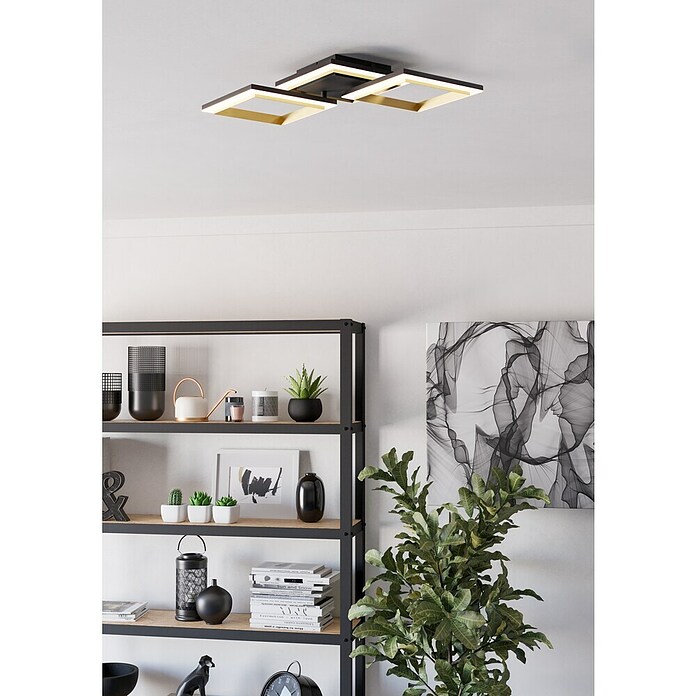 Eglo Calliera Plafón LED (20 W, L x An x Al: 59,5 x 31 x 9 cm, Negro, Blanco neutro) | BAUHAUS