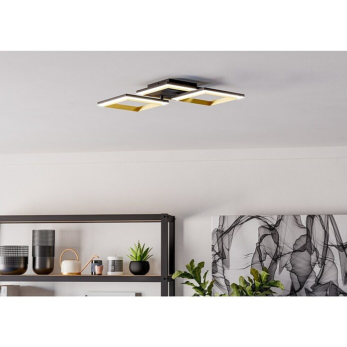 Eglo Calliera Plafón LED (20 W, L x An x Al: 59,5 x 31 x 9 cm, Negro, Blanco neutro) | BAUHAUS