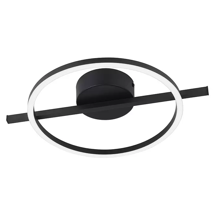 Eglo LED-Deckenleuchte Amandolo - 17 W, L x B x H: 40 x 30 x 6,5 cm, Schwarz, Neutralweiß - Moderne schwarze LED-Deckenleuchte mit Ringform und querliegendem Balken.