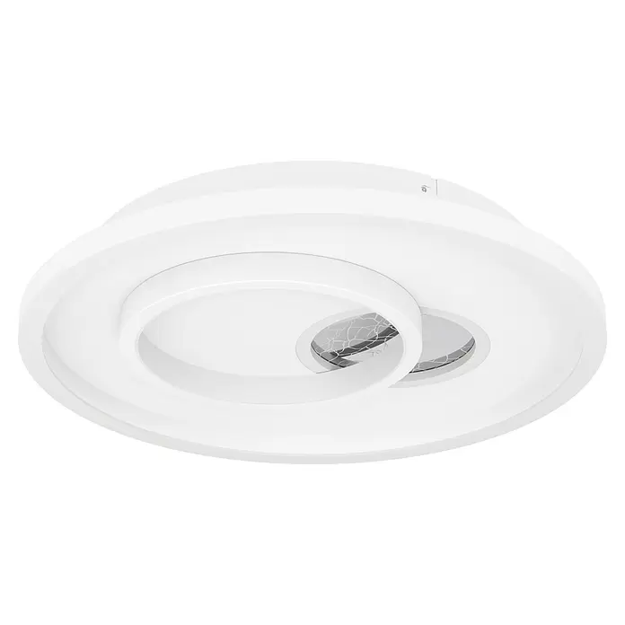 Eglo LED-Deckenleuchte Tiriolo - 14 W, Weiß, Silber, Neutralweiß, Durchmesser: 38 cm - Moderne weiße LED-Deckenleuchte mit rundem, spiralförmigem Design und zwei gemusterten Diffusoren.