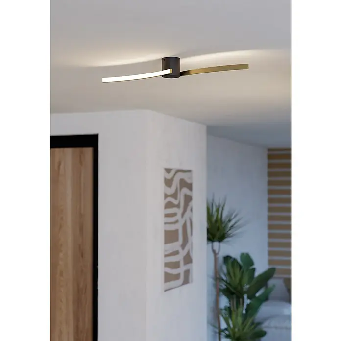 Eglo LED-Deckenleuchte Aieta - 12 W, L x B x H: 7 x 13 x 8 cm, Schwarz, Messing, Neutralweiß - Die moderne Deckenleuchte mit zwei Armen in Gold und Weiß ist ein stilvolles Highlight für jeden Raum. Ihre schlanke Formgebung sorgt für angenehmes Licht.