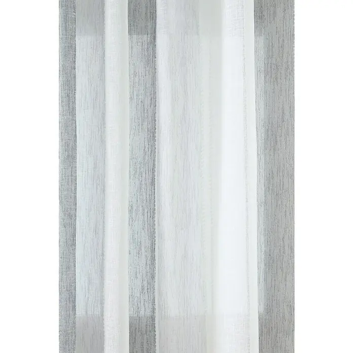 Visillo para ventana Centro - An x Al: 140 x 260 cm, 100% poliéster, Gris - Cortina translúcida y ligera con un sutil estampado de rayas, que añade un toque aireado y elegante a cualquier habitación.