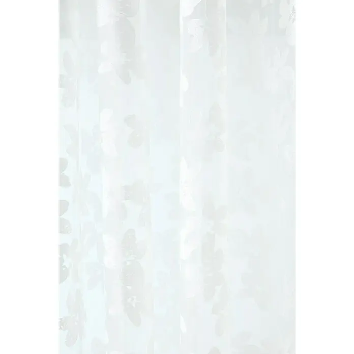 Visillo para ventana Flor devorado - An x Al: 140 x 260 cm, 100% poliéster, Blanco - Una cortina blanca translúcida con diseño floral que aporta luz y privacidad, ideal para cualquier espacio habitable.