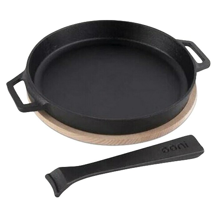 Ooni Tava za roštilj Skillet  (D x Š: 42 x 25 cm, Promjer: 25 cm, Visina: 4 cm, Lijevano željezo, drvo) | BAUHAUS