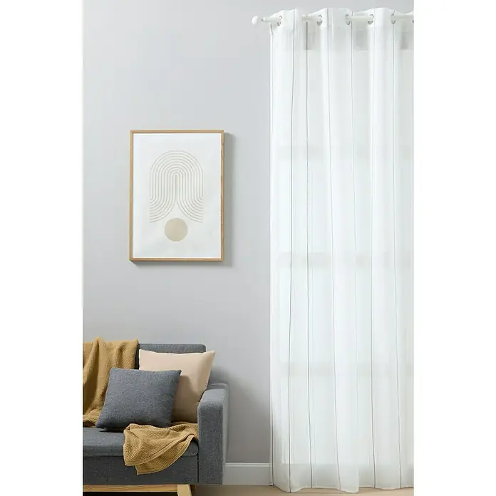 Visillo para ventana Raya - An x Al: 140 x 260 cm, 100% poliéster, Malva - Elegante cortina blanca con finas rayas, que añade un ambiente sencillo y moderno a cualquier habitación.