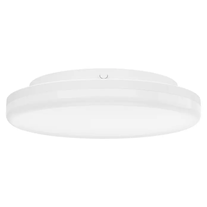 Eglo Castagneto LED-Deckenleuchte rund - 16,5 W, Ø x H: 26 x 5 cm, Weiß, Warmweiß - Nahaufnahme einer runden, weißen Deckenleuchte, die ein modernes und schlichtes Design für Innenräume zeigt.