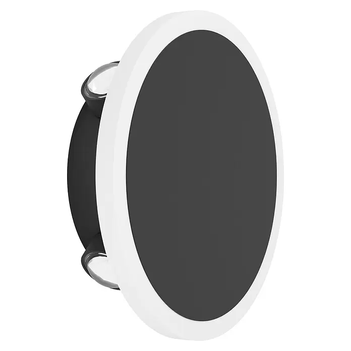 Eglo LED-Wandleuchte Talamello 1 - 12 W, Schwarz, Warmweiß, Durchmesser: 17 cm - Runde dunkelgraue Leuchte mit weißem Rand und klaren Seitenelementen.