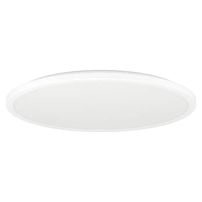 Eglo LED-Deckenleuchte Rovito - 16,8 W, Ø x H: 50 x 3 cm, Weiß, Warmweiß - Eine Nahaufnahme einer runden, weißen Deckenleuchte mit einem schlichten und modernen Design, ideal für jede Inneneinrichtung.