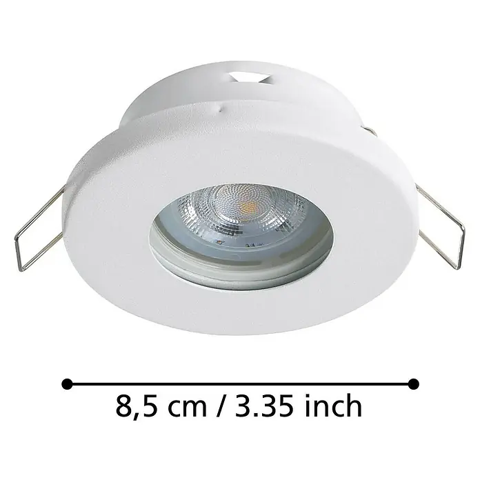 Eglo LED-Einbauleuchten-Set Favazzina - 4 W, Warmweiß, Weiß, Durchmesser: 8,5 cm - Abbildung einer runden, weißen LED-Einbauleuchte mit den Maßen 8,5 cm / 3,35 Zoll, ideal für moderne Innenräume.