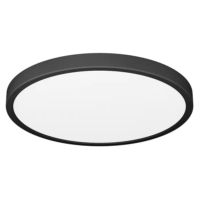 Eglo Fueva 6 LED-Panel rund - 14,2 W, Ø x H: 27,8 x 2,5 cm, Schwarz, Warmweiß - Schwarze ovale LED-Deckenleuchte mit weißem Diffusor.