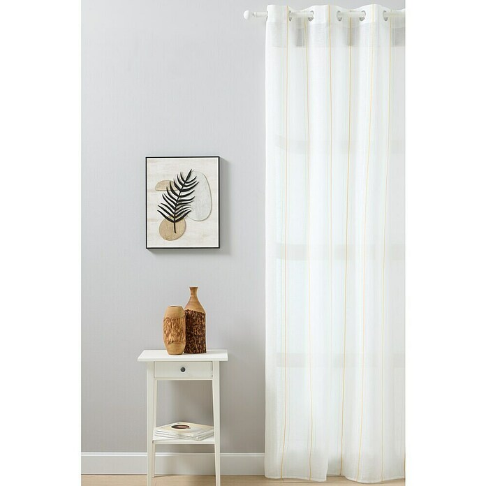 Visillo para ventana Raya (An x Al: 140 x 260 cm, 100% poliéster, Blanco/Mostaza) | BAUHAUS