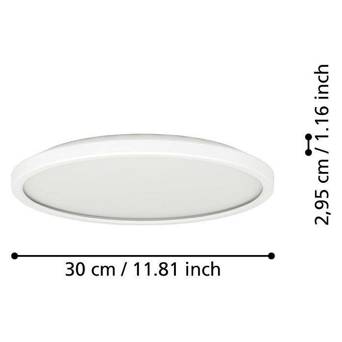 Eglo LED stropna svjetiljka  (13,9 W, Ø x V: 30 x 3 cm, Bijela, Topla bijela) | BAUHAUS