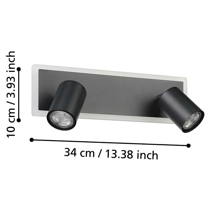 Eglo Downlight LED empotrable (12 W, L x An x Al: 34 x 10 x 14 cm, Negro, Blanco cálido) | BAUHAUS