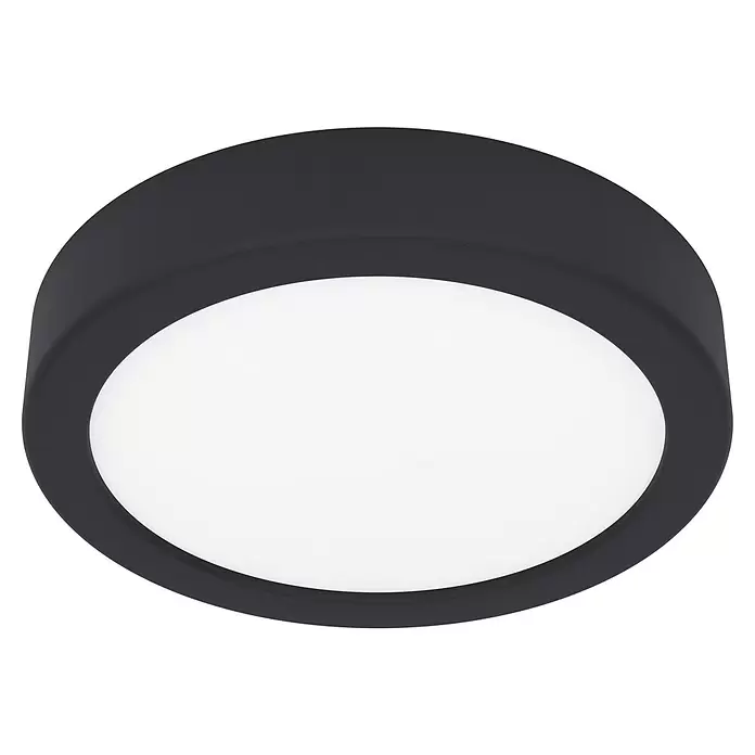 Eglo Fueva 6 LED-Panel rund - 7,5 W, Ø x H: 16,5 x 2,5 cm, Schwarz, Warmweiß - Runde dunkelgraue Deckenleuchte mit weißem Diffusor.