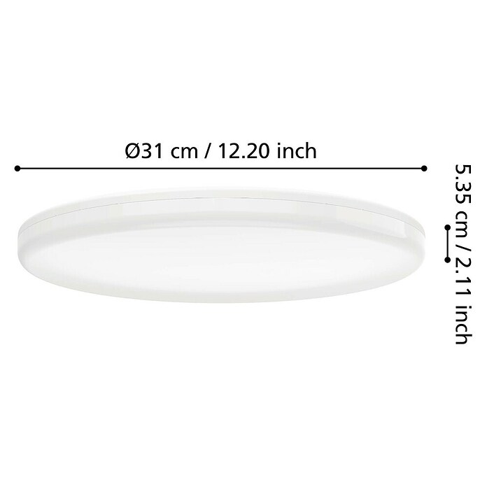 Eglo Castagneto LED-Deckenleuchte rund (20 W, Ø x H: 31 x 5 cm, Weiß, Warmweiß) | BAUHAUS