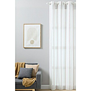 Visillo para ventana Raya (An x Al: 140 x 260 cm, 100% poliéster, Blanco/Rojo)