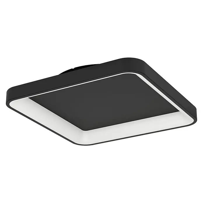 Eglo LED-Deckenleuchte Loretello - 12 W, L x B x H: 35 x 35 x 7,5 cm, Schwarz, Warmweiß - Moderne quadratische Deckenleuchte in Schwarz mit weißem Lichtrahmen, ideal für stilvolle Innenräume.