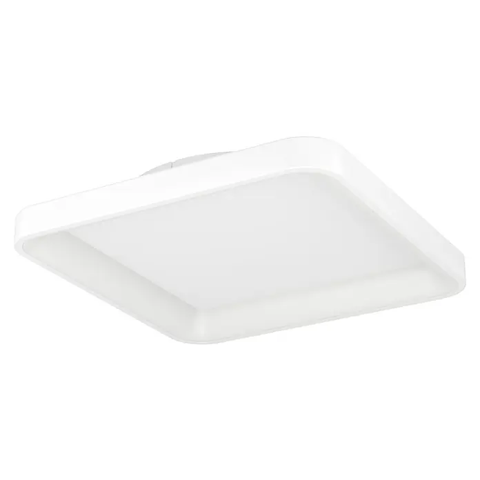 Eglo LED-Deckenleuchte Loretello - 12 W, L x B x H: 35 x 35 x 7,5 cm, Weiß, Warmweiß - Quadratische, weiße Deckenleuchte mit abgerundeten Kanten und einem hellen, diffusen Licht, ideal für moderne Innenräume.