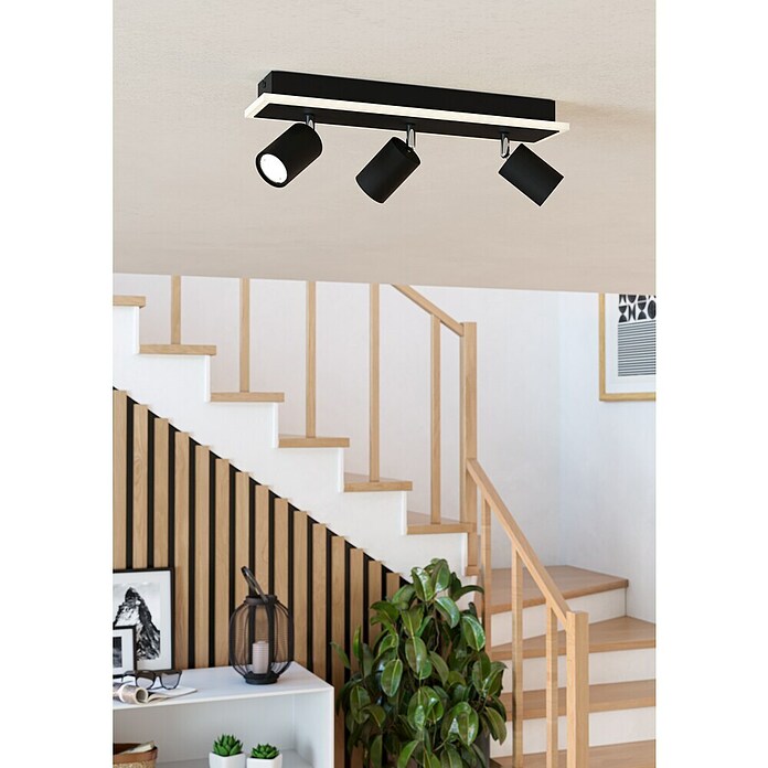 Eglo Regleta LED (20 W, L x An x Al: 46 x 10 x 14 cm, Negro, Blanco cálido) | BAUHAUS