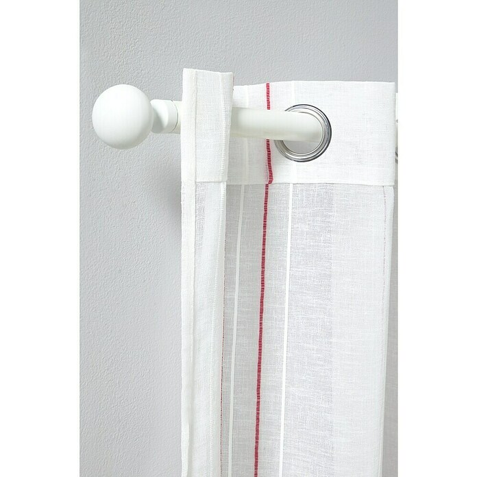 Visillo para ventana Raya (An x Al: 140 x 260 cm, 100% poliéster, Blanco/Rojo) | BAUHAUS