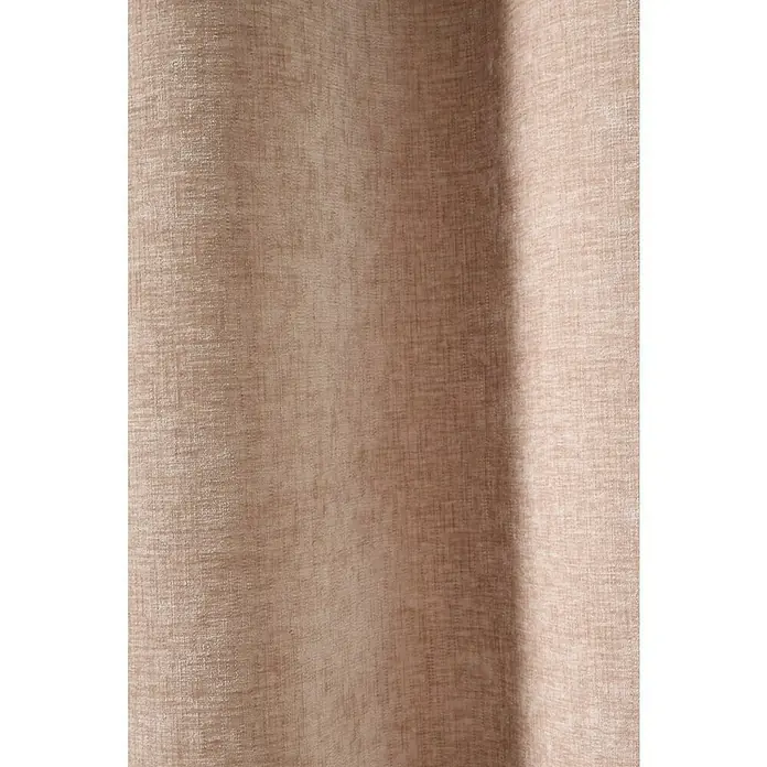 Cortina con ollaos Harper - An x Al: 140 x 250 cm, Beige, Textil - Primer plano de una tela suave y rosa con una textura sutil, ideal para cortinas o tapicería.