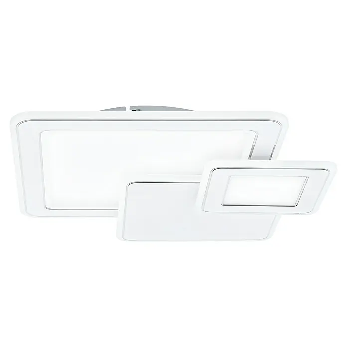 Eglo LED-Deckenleuchte Mentalurgia - 12 W, L x B x H: 490 x 490 x 65 mm, Weiß/ Chrom, Lichtfarbe: Warmweiß - Moderne LED-Deckenleuchte mit quadratischem Design. Elegantes und helles Beleuchtungselement für jeden Raum, das eine stilvolle Atmosphäre schafft.