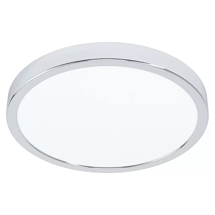 Eglo Fueva 6 LED-Panel rund - 14,2 W, Ø x H: 27,8 x 2,5 cm, Chrom, Warmweiß - Ovale, silberfarbene Deckenleuchte mit weißem Diffusor.