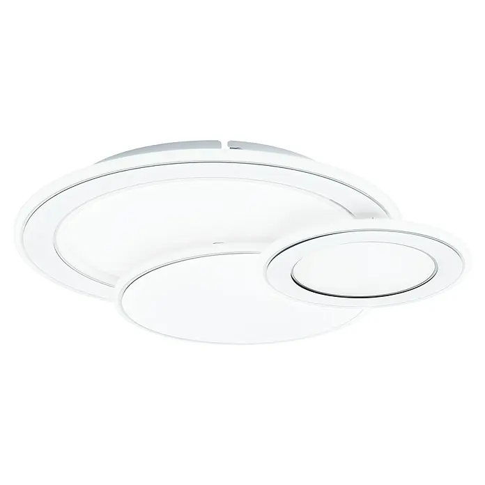 Eglo LED-Deckenleuchte Mentalurgia - 11 W, L x B x H: 465 x 465 x 65 mm, Weiß/ Chrom, Lichtfarbe: Warmweiß - Eine moderne, dreiflammige LED-Deckenleuchte in Weiß, die sich ideal für stilvolle Innenräume eignet und energieeffiziente Beleuchtung bietet.