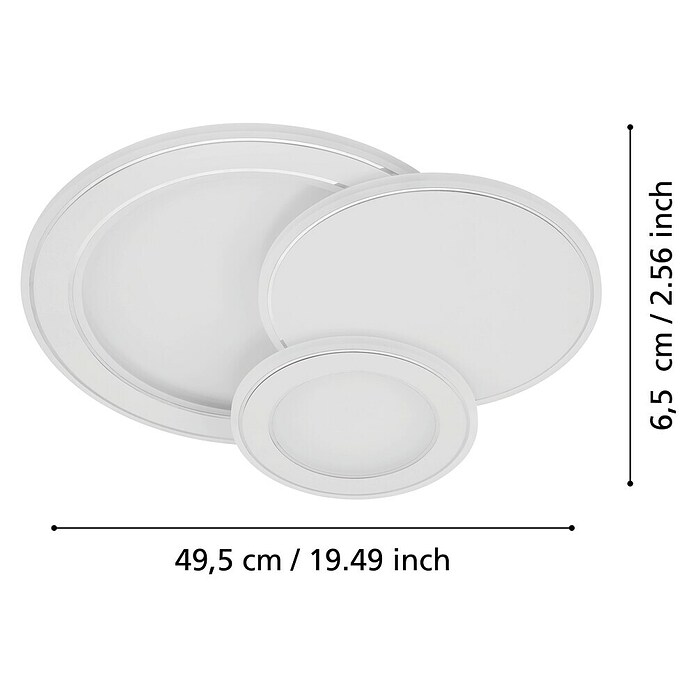 Eglo LED-Deckenleuchte Mentalurgia (11 W, L x B x H: 465 x 465 x 65 mm, Weiß/ Chrom, Lichtfarbe: Warmweiß) | BAUHAUS