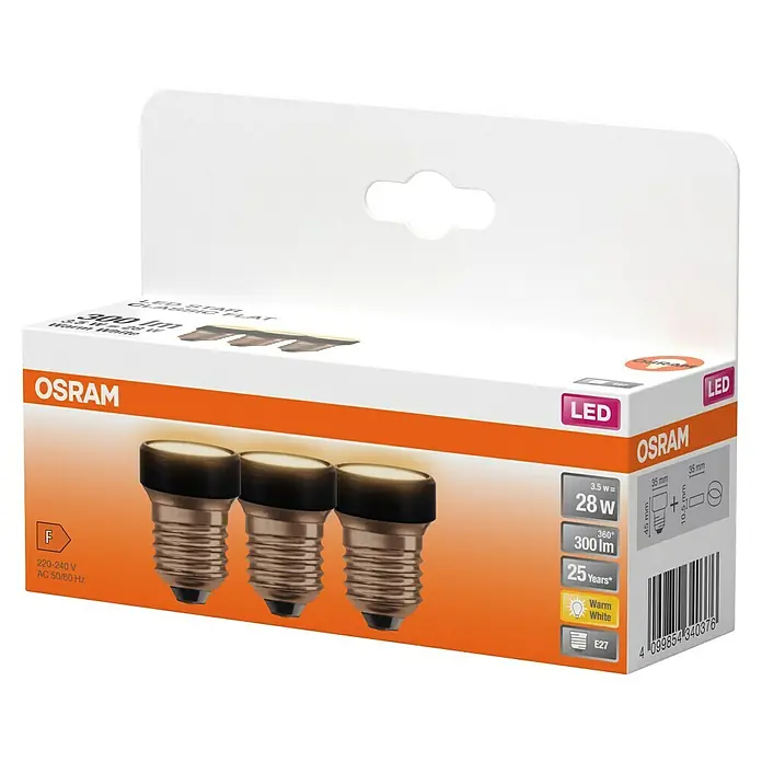 Ledvance LED-Lampe Flat - E27, Nicht Dimmbar, Warmweiß, 300 lm, 3,5 W, 3 Stk. - Packung mit drei Osram LED Star Classic Flat Leuchtmitteln mit E27 Sockel, warmweißem Licht und langer Lebensdauer.