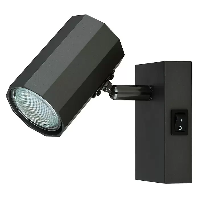 Globo James LED-Wandleuchte - 25 W, Anthrazit, Warmweiß - Dunkelgrauer, verstellbarer LED-Wandstrahler mit achteckigem Kopf und integriertem Ein-/Ausschalter.