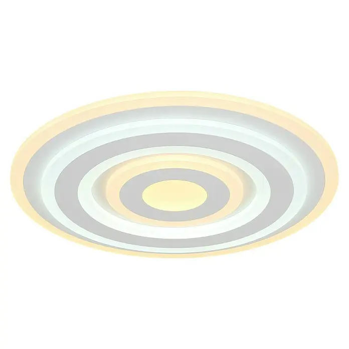 Globo LED-Deckenleuchte rund Alois - Ø x H: 40 x 5 cm, Weiß opal, Warmweiß - Moderne LED-Deckenleuchte mit konzentrischen Kreisen in Weiß- und Gelbtönen, die ein stilvolles und helles Ambiente erzeugt.