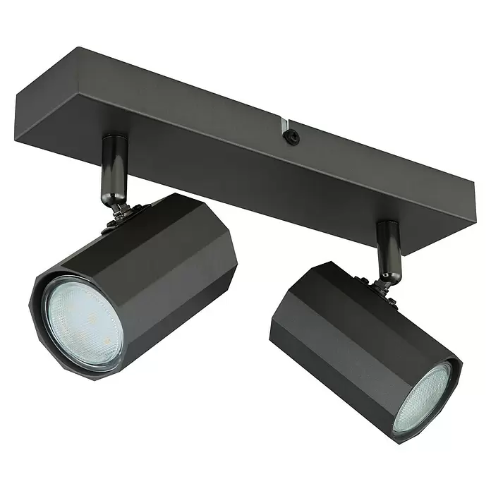 Globo James LED-Wand- & Deckenleuchte - 25 W, L x B x H: 26 x 6 x 14,5 cm, Anthrazit, Warmweiß - Dunkelgraue Zweifach-Stromschienenleuchte mit verstellbaren LED-Strahlern.
