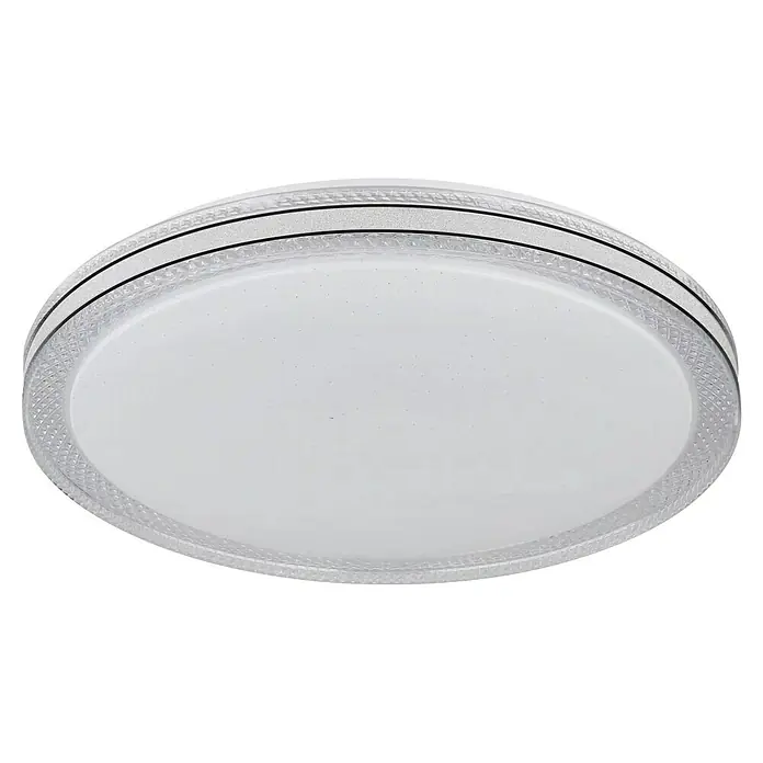 Globo LED-Deckenleuchte rund Veleno Sparkle - 24 W, Ø x H: 49 x 7 cm, Weiß, Warmweiß - Elegante LED-Deckenleuchte mit dekorativem Rand für eine stilvolle Beleuchtung in jedem Raum.