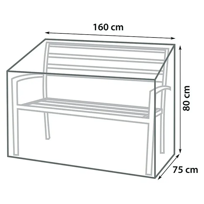 Sunfun Funda protectora para banco - L x An x Al: 75 x 160 x 80 cm, Poliéster, 160 g/m², Negro - Funda para banco de jardín con dimensiones de 160 cm x 80 cm x 75 cm.