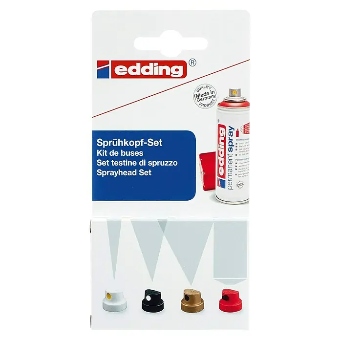 Edding Sprühkopf-Set - 6 -tlg. - Packung Edding Sprühkopf-Set mit verschiedenen Sprühaufsätzen für individuelle Gestaltung und professionelle Ergebnisse beim Sprühen.