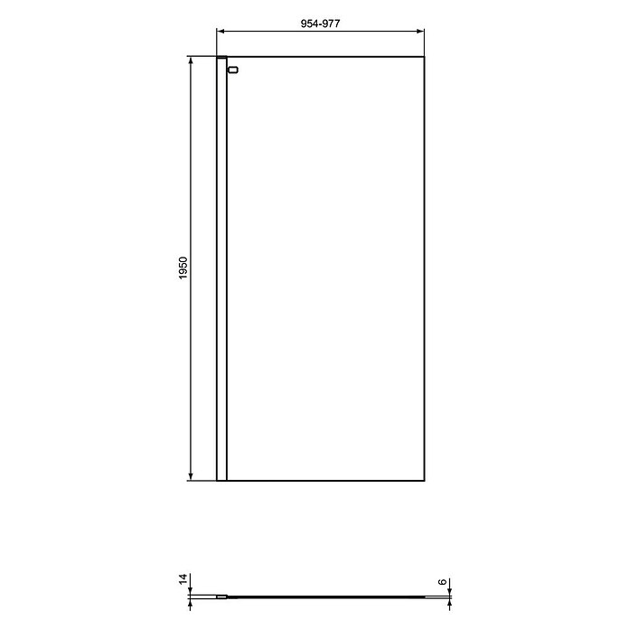 Ideal Standard Douchewand Connect 2 - Walk-In (b x h: 955 x 1.950 mm, Zwart) | BAUHAUS